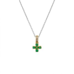 Collana in oro bianco con diamanti e SMERALDI