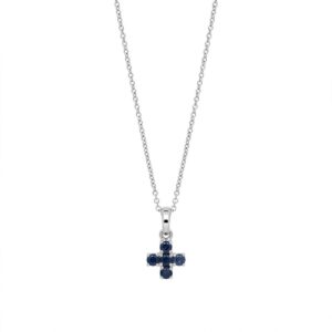 Collana in oro bianco con diamanti e zaffiri