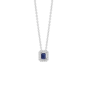 Collana in oro bianco con diamanti e zaffiro